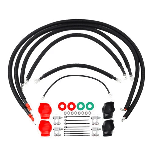 ECNEREFERR New F-ord Heavy-Duty​ Custom Battery Cables Kit 4437/90 Compatible with Ford Superduty F250 F350 F450 Truck 2003 2004 2005 2006 2007 6.0L Powerstroke Diesel 2/0 Wire with 90 Degree Bend Starte