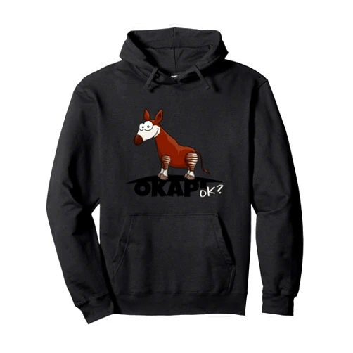 Quirky Wildlife Skizzenmonster Fun Funky Cute Cartoon Okapi Ok? Comic Forest Giraffe Fun Pullover Hoodie