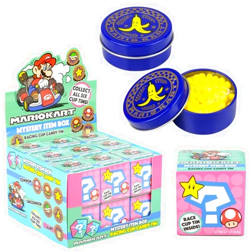 Boston America Mario Kart Mystery Item Racing Cup Tin - Sweet Candies - One (1) Collectible Tin - Collect All 6