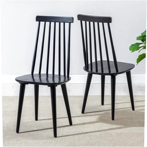 DUHOME Dining Chairs Set of 2 Wood Dining Room Chair Black Spindle Side Kitchen Room Country Farmhouse Chairs Black