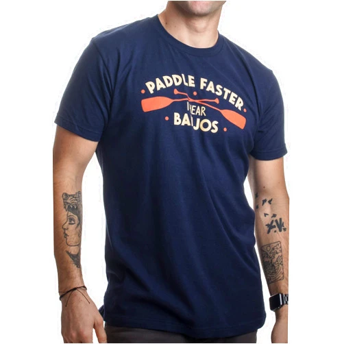 Ann Arbor T-shirt Co. Paddle Faster, I Hear Banjos | Funny Camping, River Rafting Canoe Kayak T-Shirt
