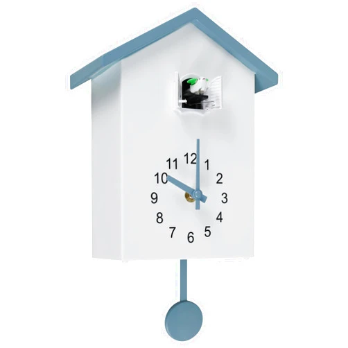 KHZSPP Cuckoo Clock with Chimer with Pendulum Minimalist Delicate Bird House Battery Powered Cuckoo Wall Clock for Wall Art Home Living Room Kitchen Office Decoration 25×20×15×9 cm (Gray Top)