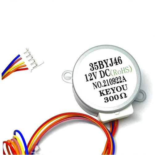 Kanlim 35BYJ46 DC 5V 12V 300 Ohms 24V Step Permanent Magnet Gear Motor Small Stepper Motor Repair Parts - (Speed(RPM): 17MM Shaft/Voltage(V): 12V 300 Ohms)