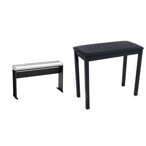 Casio Electronic Keyboard Stand (CS-68BK),Black and Casio CB-7BK Piano Bench with Padded Seat, Black