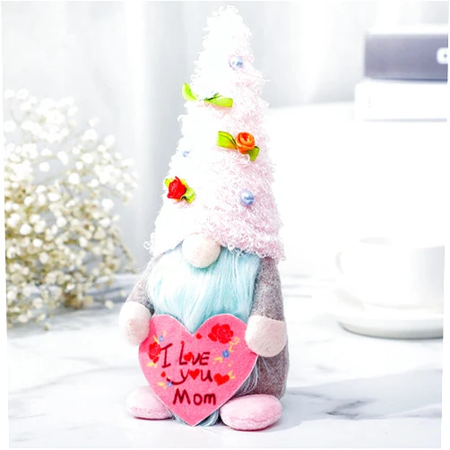 BLESOUYI Mother's Day Doll Cute Gnome Decoration for Home Office Restaurants Tabletop Decor Supplies Handmade Figurine Collectible Dolls (Love Mom)