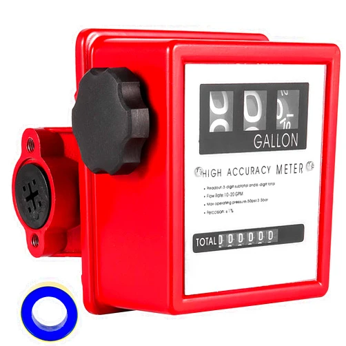 VEVOR Mechanical Fuel Meter 20 GPM, Fuel Flow Meter 3-Digital Batch Display Fuel Transfer Meter 1 Inch Diesel Fuel Flow Meter All Fuel Transfer Pumps Gasoline Flow Meter