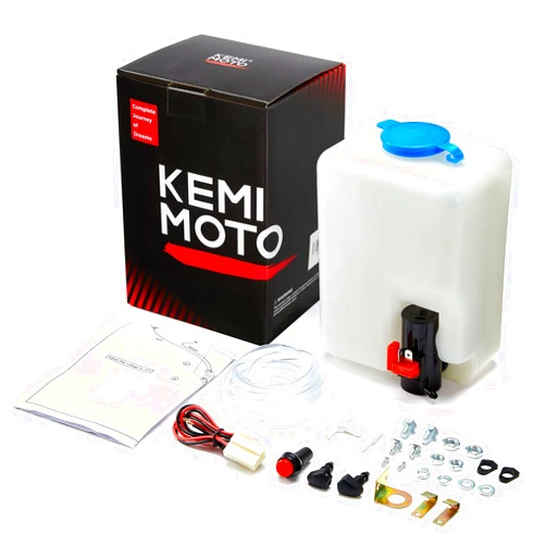 KEMIMOTO Universal Car Windshield Washer Pump Washer Fluid Reservoir Bottle Kit with Pump Jet Button Switch 12V Windshield Tank