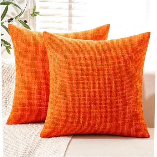MIULEE Burlap Linen Throw Pillow Covers 18x18 Inch Fall Orange Decorative Pillow Covers Modern Farmhouse Pillowcases Soft Accent Cushion Covers for Couch Sofa Bedroom Living Room Home Decor
