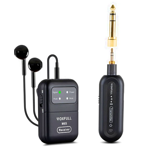 VOXFULL Stereo Wireless in Ear Monitor System 2.4G Wireless IEM System with Transmitter Clip on Receiver Automatic Pairing in-Ear Monitoring for Church,Stage,Live Performance (M6S)