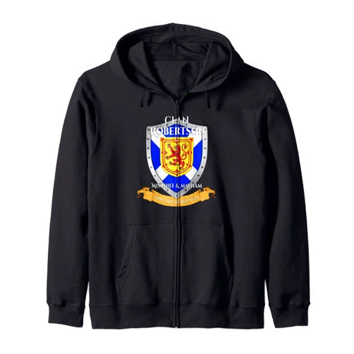 Clan Robertson Scottish Mischief Family Fun Robertson Scottish Family Clan Scotland Shield Zip Hoodie