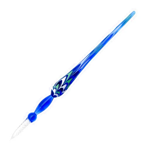 Gullor Glass Dip Pen Vintage Handmade Glass Signature Pen Crystal Dip Sign Pen Gift Pen, Blue