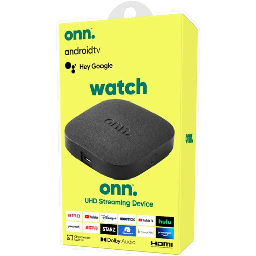PoundMax onn Android TV 4K UHD Streaming Device with Voice Remote Control & HDMI Cable