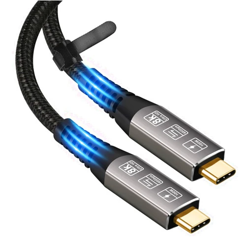 CABLEDECONN USB4 for Thunderbolt 3 4 40Gbps Cable 1M USB-C 4 Cable 8K@30Hz 5K/4K 60Hz Video 40Gbps Data Transmissions Rate 20V 5A 100W Power Delivery 3in1 USB-C Cable External SSD eGPU
