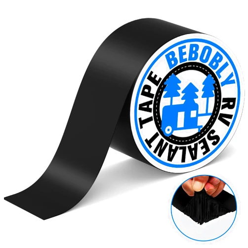 BEBOBLY Butyl Sealant Waterproof Tape,RV Roof Tape Black,4 Inch X 50 Foot Leak Repair Sealant Tape，UV & Waterproof for RV Roof,Window,Camper, Boat,Pipe Sealing Black