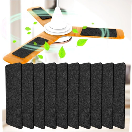 Demiwise Ceiling Fan Filters for Blades, 10Pcs Activated Coconut Shell Carbon Ceiling Fan Air Purifier Pads, Easily Sticks Unscented Air Filters for Common Household Contaminants