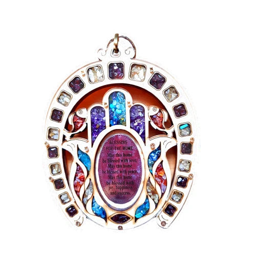 Bluenoemi Housewarming Horseshoe House Gifts For New Home Owner - First Time Home Owner Gift Ideas - Bluenoemi Horseshoe Hanging Decor Hamsa Blessing for the Home 15 x 13 cm