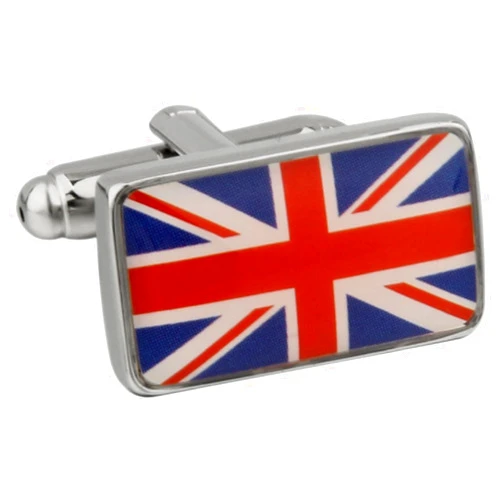 MRCUFF United Kingdom Flag Great Britain Union Jack British Pair Cufflinks in a Presentation Gift Box & Polishing Cloth