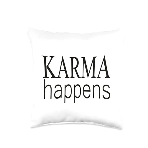 Yoga Workout Kleidung Geschenkidee Yogi Shirt Karma regelt das schon Karma Happens Yoga Slogan T-Shirt Throw Pillow