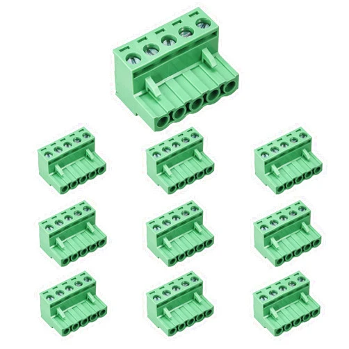 Cermant 10 pcs 5 Pin 5.08mm Pitch Pluggable PCB Angle Screw Terminal Block Plug Connector Socket Panel Mount DIY (10pcs 5p)