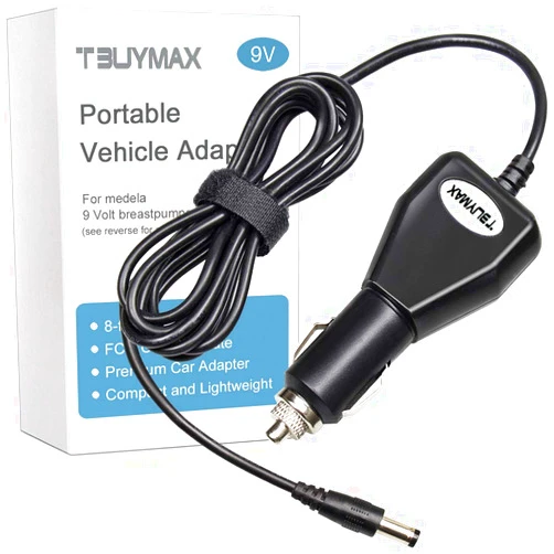 TB Tbuymax 9 Volt Car Vehicle Adapter for Medela Pump-in-Style Advanced Breast Pump, CE FCC Approved Power Adapter Replaces Part # 67174