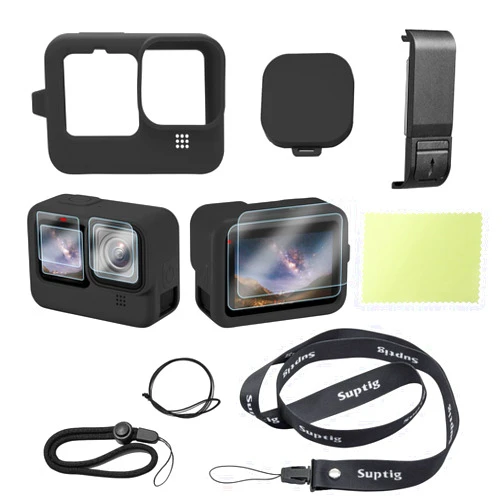 Suptig Protective Case, Silicone Case Compatible for Gopro Hero 12/ Hero 11/ Hero 10/Hero 9 Black (Black)
