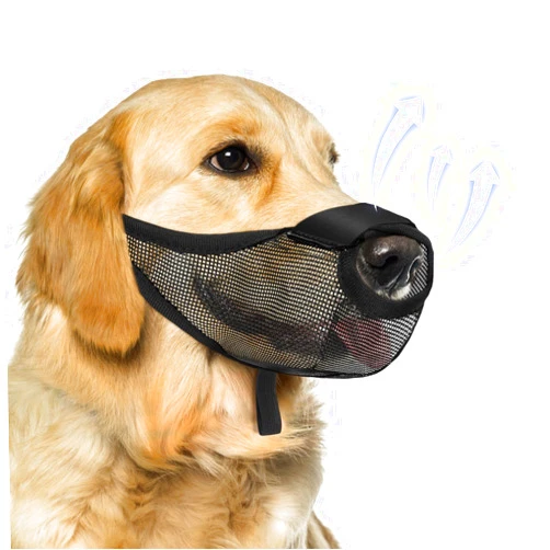 NOWAWEVE Dog Muzzle, Soft Air Mesh Muzzle for Small Medium Large Dogs Anti Biting Barking Chewing Scavenging, Breathable Adjustable Loop Pets Muzzle with Front Opening Design Allows Panting Drinking (Black, L)