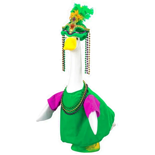 Fox Valley Traders Mardi Gras Goose Outfit, Crafted with 100% Brushed Tricot, Outdoor Décor, by GagglevilleTM