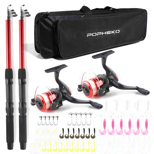 Mouhike Telescopic Fishing Rod Reel Combo 2pcs 5.9FT/6.89FT Collapsible Fishing Pole Spinning Reel Lures Tackle Bag All-in-one Fishing Gear Fishing Rod Kit for Beginner Youth Adults Kids