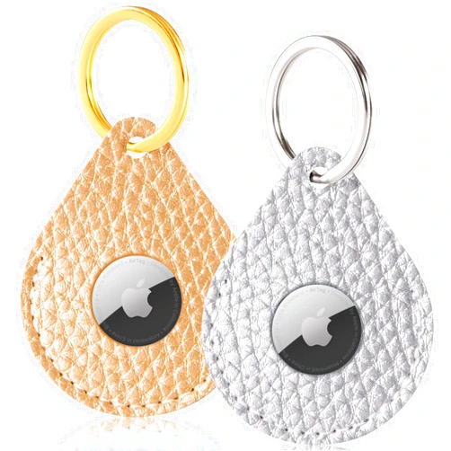 FOREVERFLYBIRD 2 Pack Airtag Holder Leather Case Air Tag Cover Keychain GPS Tracker Remote Finder Key Travel Backpack Pet Locator