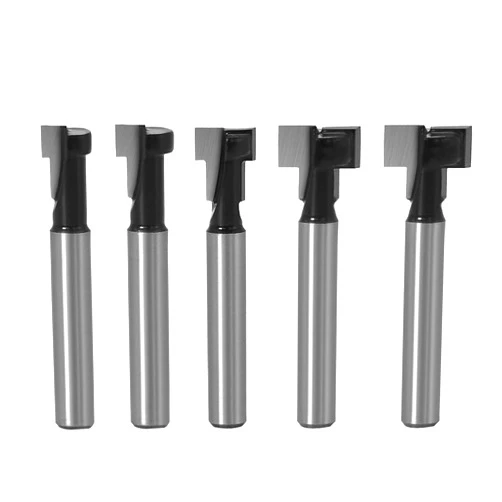 Saipe 5pcs T-Slot Cutter Router Bit 1/4 Inch Shank Keyhole Router Bit Set with 1/4 & 5/16 & 3/8 & 1/2 & 9/16 Inch Blade Diameter for Wood Hex Bolt T-Track Slotting Wood Milling Cutter