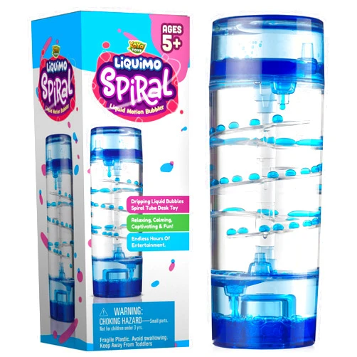 YoYa Toys Liquimo Spiral Liquid Motion Bubbler Timer for Kids - Bubble Drop Hourglass - Fidget Toys for Autistic Children Activity - Office Desk Top Accessories, Holiday Stocking Stuffers