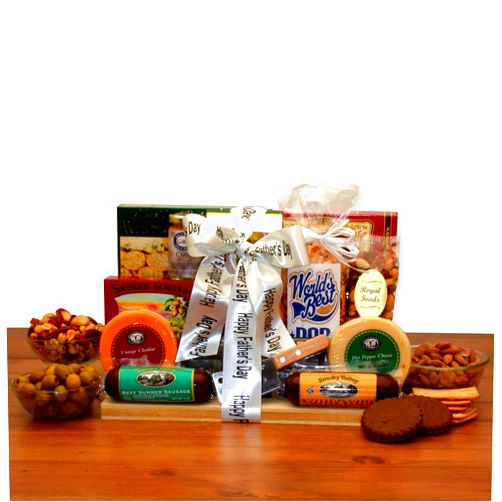 Gift Basket Dropshipping Fathers Day Ultimate Gourmet Nut & Sausage Board Gift Basket