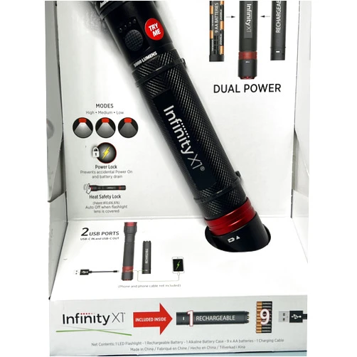 Infinity X1 Dual Power Rechargeable Flashlight 5000 Lumens