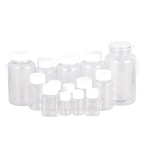 CANRUSU 100Pcs 15ml/20ml/30ml/50ml/60ml/80ml/100ml Plastic PET Clear Empty Seal Bottles Solid Powder Medicine Pill Vial Container Reagent Packing Bottle (60ml)