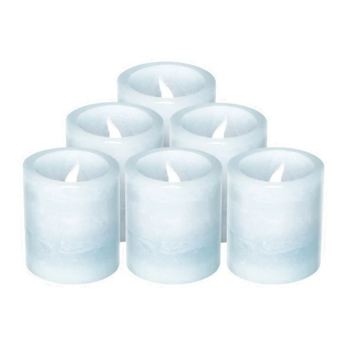 FURORA LIGHTING Blue Real Wax LED Votive Tealight Candles Pack of 6, Flameless Flickering Candles for Delicate Home Décor, 1.95’’(W) x 2.17’’(H), Batteries Included