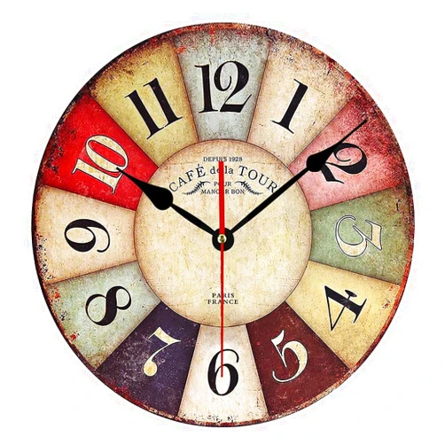 YYMM Outdoor Wall Clock, Wood MDF Wall Clock, Quiet Big Wall Clock with Modern Design, Rustic Style, Retro Modern Home Decor, Art Big Wall Clock,