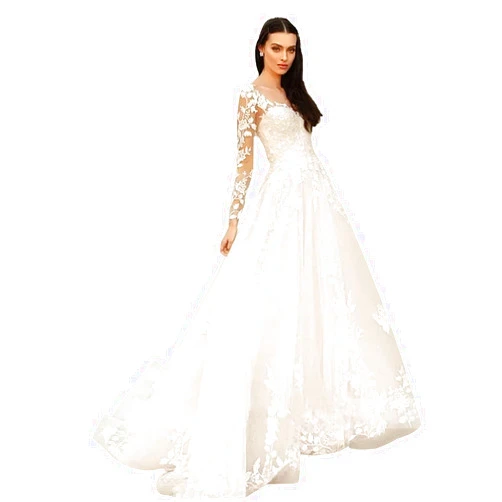 TIRAS Women's Beach Wedding Dresses for Bride 2024 Bohe Lace Appliqued Bridal Wedding Gowns CM001