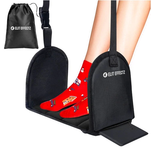 Elit Effectz Airplane Footrest Hammock for Travel and Office Use Adjustable Portable & Lightweight Foot Sling - Sturdy Base Support