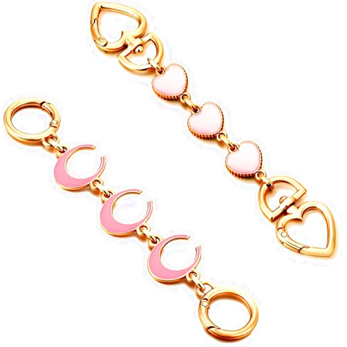 Tmtains ZLSPTK 2Pcs Bag Extender Chain Heart Moon Purse Strap Extenders for Handbags Purse Extender Chain Gold Purse Strap Replacement Pink Purse Accessories Bag Charms for Handbags Purse Making Supplies