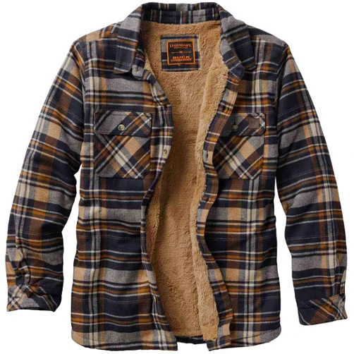 Legendary Whitetails Men's Shirt Jacket Plaid Flannel Berber Lined Polyfill Insulated Shacket
