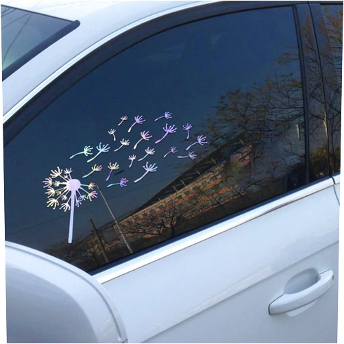 LAINLOY Dandelion Flying Flowers Sticker Decal, Die Cut Vinyl Window Sticker, Holographic Sticker for Car Truck Van SUV Laptops Tablets Notebook Water Bottles (Colorful)