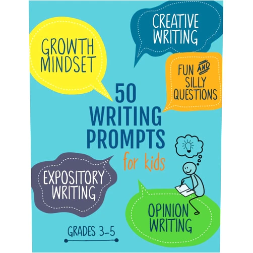 Creativity Builders 50 Writing Prompts for Kids: Grades 3-5 | Growth Mindset Questions | Creative Writing | Opinion Writing | Expository Writing | Narrative Writing