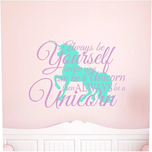 WallTag Unicorn Wall Decal - Always Be Yourself Unless You can Be a Unicorn Wall Decal - Girls Room Sticker - Girls Room Wall Decor