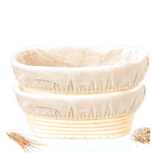 KONGDY Banneton Bread Proofing Basket, 2 Pack 10 Inch Oval Sourdough Proofing Basket, Sourdough Bread Baking Supplies for Making Baking Fermentation Food Storage Tools