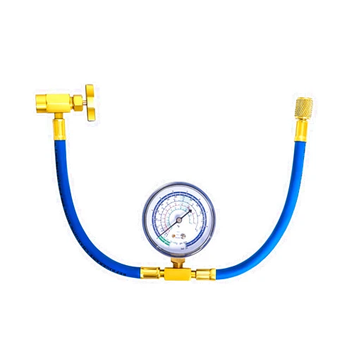 Wadoy R134a Refrigerant Charging Hose to Refrigerator, AC Recharge Hose, Can Tap with Gauge - R134a Can to R-12/R-22 port