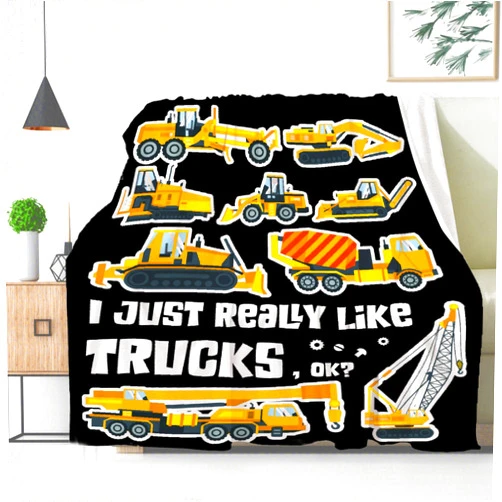 321DESIGN I Just Really Like Trucks Blanket Throw Construction Blanket Kids Fleece Throw Blankets for Girls Boys- Aircrafts Trucks Cars Printed Blanket 40x50in for Kids/Child