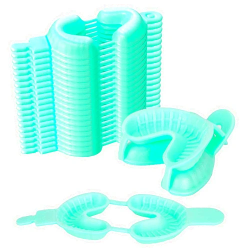 VASTMED 100PCs (50 Pairs) Small Disposable Dental Fluoride Trays Dual Arch Tray for Gel/Foam by VASTMED | Dental Fluorinated Foam Green Tray Dental Arch Flexible Shockproof Nonslip Strong Fit