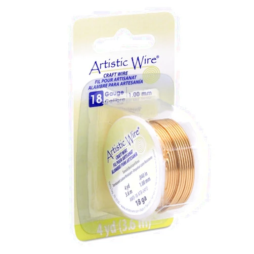 Artistic Wire 18 Gauge Tarnish Resistant Brass Craft Jewelry Wrapping Wire, Gold Color, 4 yd