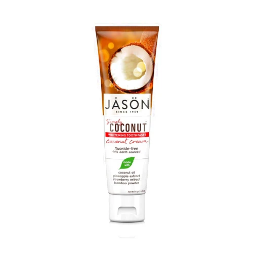 Jason Simply Coconut Whitening Fluoride-Free Toothpaste, Coconut Cream, 4.2 Oz
