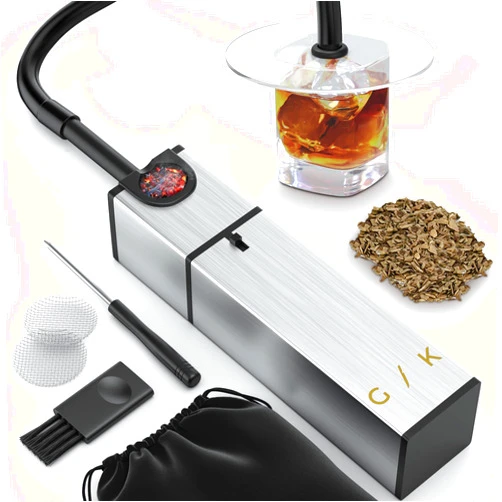 Gramercy Kitchen Company Cocktail Smoker Kit - Indoor Drink & Food Infuser with Wood Chips | Old Fashioned Whiskey Bourbon Smoker Gift